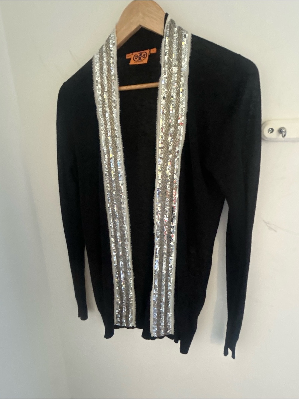 Tory Burch Black Sweater with Orange Logo Tag